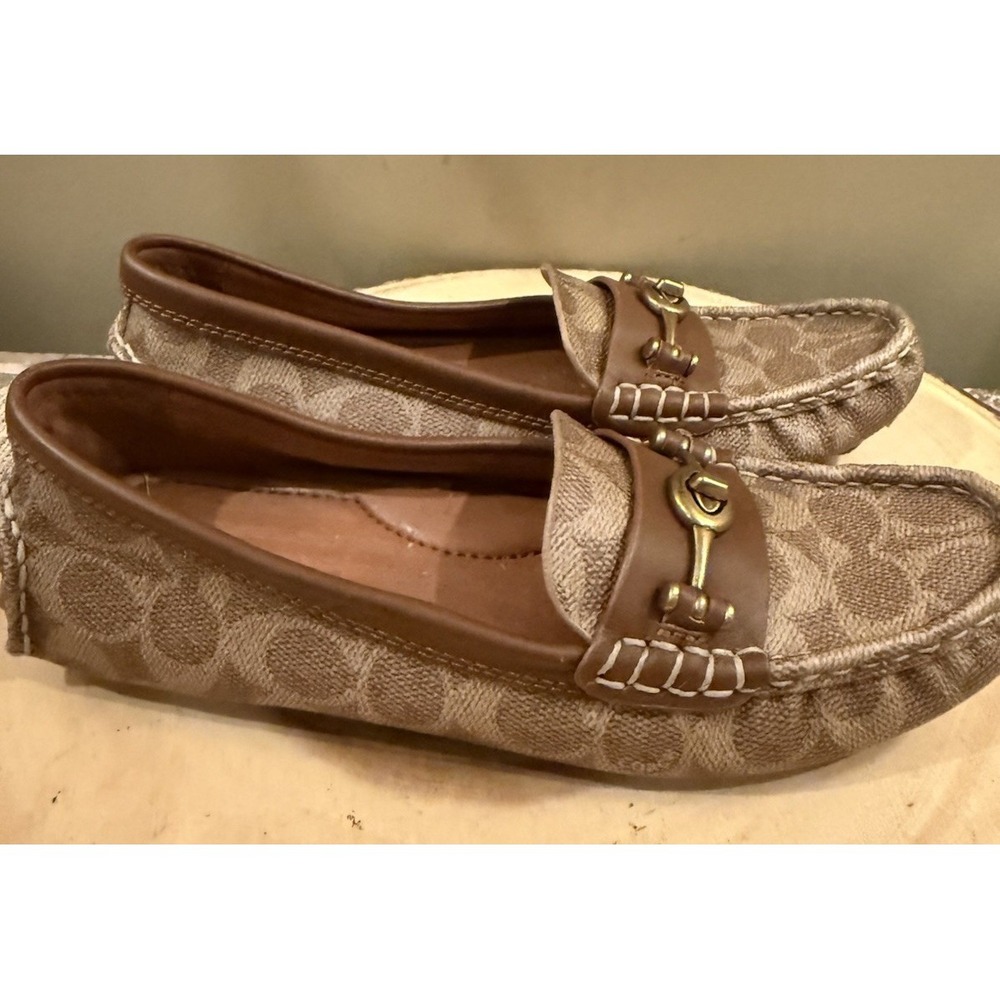 Coach Crosby Turnlock Driver Loafer Moccasin Signature Coated Canvas Women's 7.5 - Picture 5 of 16